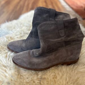 Isabel Marant Gray Suede Short Wedge Ankle Boots